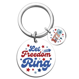 MOEXUKO 4th of July Decorations Fourth of July Keychain Patriotic Decorations Americana Decor USA Patriotic Party Favors Independence Day Gifts Let Freedom Ring Keyring