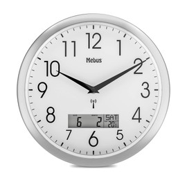 Mebus 19422 Wireless Wall Clock 29 cm Silent LCD Display for Date and Temperature White - Multifunctional and Quiet