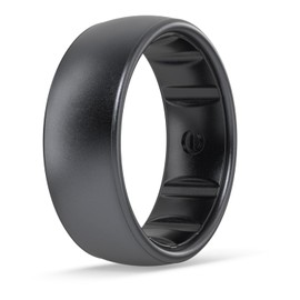 Enso Rings Elements Luxe Classic Silicone Ring - Comfortable and Flexible Design - 6.6mm Wide, 1.75mm Thick - Black Platinum - Size 9