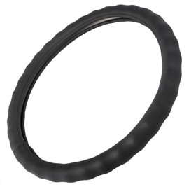 BDK SW-899-LK Black Leather Car Steering Wheel Cover Large Size 15.5 to 16 inch, Easy Installation