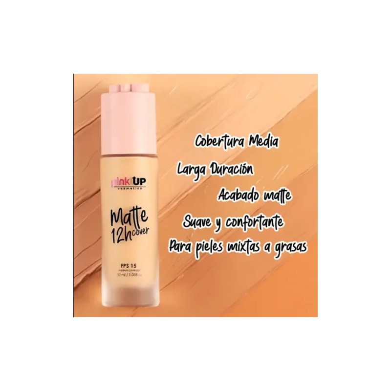Base de maquillaje líquida Pink Up Rostro Matte Cover 12H