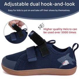 WateLves - Zapatos anchos descalzos para niños pequeños, transpirables, sin gotas, minimalistas, con puntera ancha, natural para crecer, Azul (Blue Shark), 10 Wide Toddler