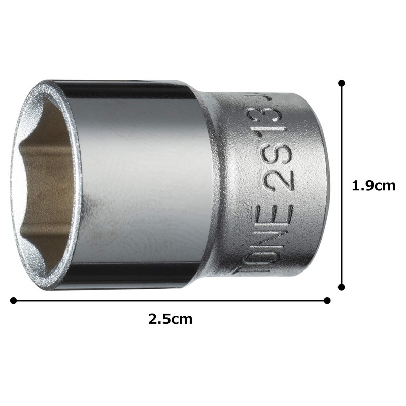 TONE HP2S-13 Socket (Hexagonal), Drive Size 1/2 inch (6.35 mm),