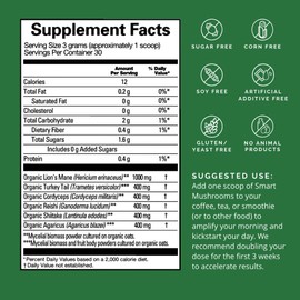 BRAINMD Dr Amen Smart Mushrooms - 3.2 oz - Mental Performance + Immune Support - Vegan, GMO Free, Gluten Free - 30 Servings