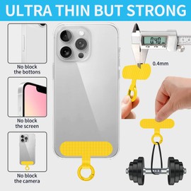 Hovmwey Phone Tether Tab, 2 Pack Cell Phone Lanyard Patch Without Adhesive, Phone Strap Replacement Part for All Full Phone Cases (Yellow)