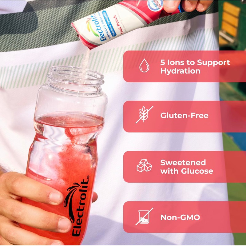 Electrolit Electrolytes Powder Packets, Fruit Punch 8 Pack, Powdered Hydration