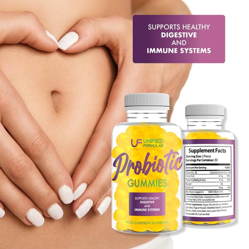 Probiotic Gummies, Supports Helthy Digestive and Immune System, 60 Gummies