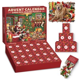 Advent Calendar 2024 Christmas Puzzle for Adults 1000 Pieces, 24 Days Christmas Countdown Calendar Jigsaw Puzzles, Winter Funny Holiday Santa Puzzles as Christmas Home Wall Decor