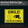 GicnKeuz Large Smile You're On Camera Signs, 14x10 Inches Rust