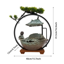 Backflow Incense Burner Incense Cone Sticks Holder with LED Lights, Inscents Cones Waterfall,Plants & Ceramic Zen Decor,Porcelain Lighted Illuminated Indoor Relaxation for Home Office Decor