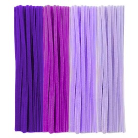 Purple Pipe Cleaners, 100 Pieces Chenille Stems Craft, 12 inch Long Fluffy Pipe Cleaners for Creative DIY Art Craft Projects, Home Decoration Supplies (6 mm x 30 cm, Purple Series-4 Colors)