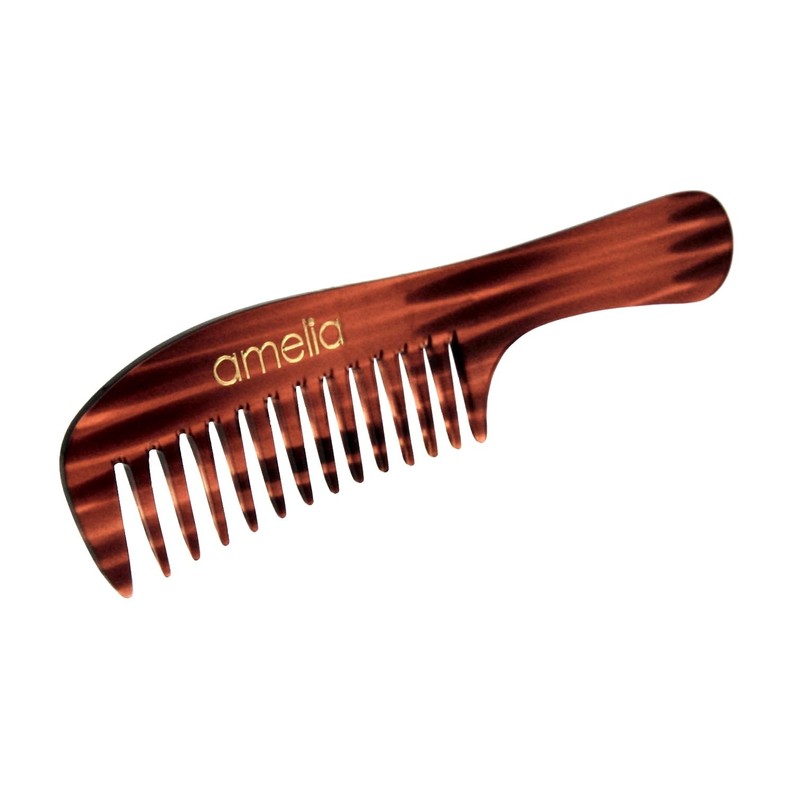 Amelia Beauty Cellulose Acetate 8in Handle Comb, Handmade, Smooth Edges,
