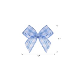QUARKZMAN 50 Pieces Mini Check Ribbon Bows 1 Inch Plaid Fabric Satin Ribbon Bows for Crafts DIY Hair Bow Sewing Wedding Birthday Party Blue and White