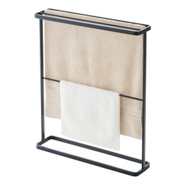 Yamazaki Home Tower Bath Towel Hanger - Bathroom Organizer Storage Holder Dry Rack, 30" - Steel - Holds Towels Up to 24.5" X 58"