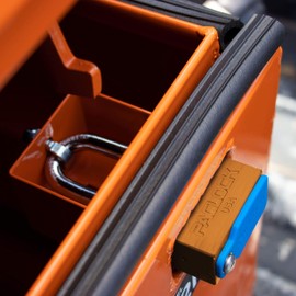 PACLOCKUCS-10A Job Box Lock, Buy American Act Compliant, High Performance 6-Pin Cylinder, One Lock Keyed to a Number U-Pick! w/ 2 Keys, Orange