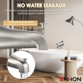 Enhon Slip on Tub Spout with Diverter, Compatible with American Standard 8888026.002 Tub Spout, Bathroom Bathtub Faucet, Fits 1/2 Copper Water Tube(5/8 Dia), 5/32 Hex Wrench(Brushed Nickel,1)