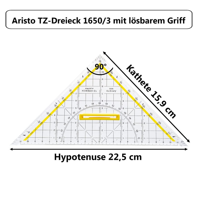Aristo"TZ-Dreieck" Set Square Plexiglass 225 mm Transparent