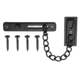 PATIKIL Door Chain Lock, Door Guard Lock Latch Door with Chain Latch Security Front Doors Inside Doors with 4 Pcs Screws for Home Bedroom Hotel Apartment, Black