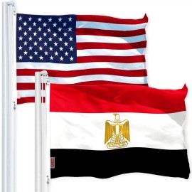 UD_G128 Combo Pack: USA American Flag 3x5 Ft 150D Printed Stars & Egypt (Egyptian) Flag 3x5 Ft 150D Printed