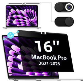 Privacy Screen MacBook Pro 16 Inch (2021-2023, M1, M2) A2485/A2780, Magnetic Removable Anti Blue Light Glare Privacy Filter Compatible with Mac Pro 16In, Bubble Free Laptop Mac 16.2 Screen Protector