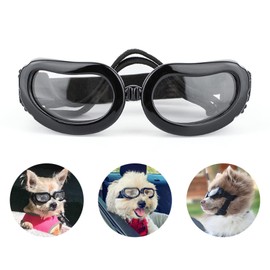 condinggen Pack of 2 Pet Dog Helmet Goggles Set, UV Protection Sunglasses, Motorcycle Safety Hat with Adjustable Belt for Eyes, Head Protection for Dogs and Cats