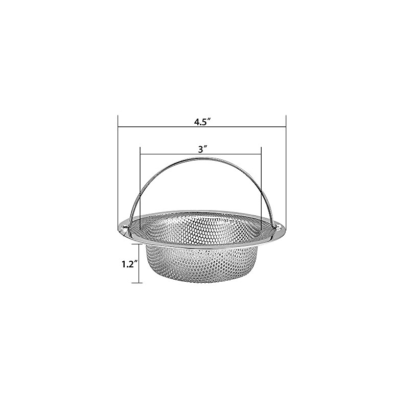 Kitchen Sink Strainer, 2-Pack Sink Strainer Basket with Handle, 4.5"