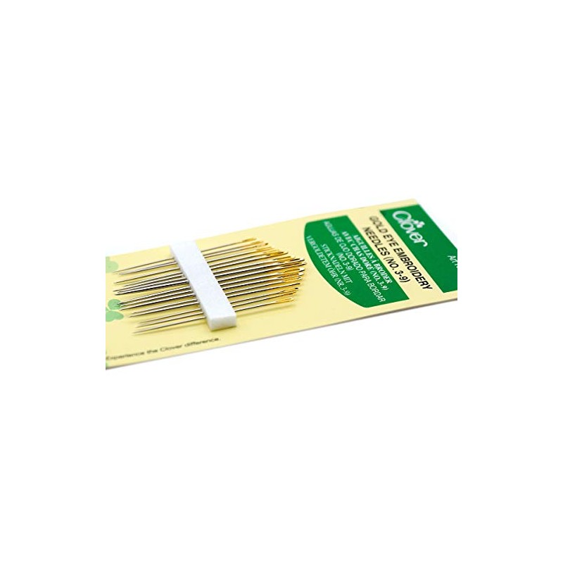 Clover 235 No. 3-9 Gold Eye Embroidery Needles, Pack of