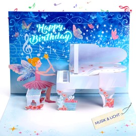 Birthday Card with Music, 3D Pop-up Birthday Cards Music for Girls Children, Singing Card Birthday Gifts for 1 Year, 2/3/4/5/6/7/8/9 Years Girls, Daughter, Granddaughter, Niece