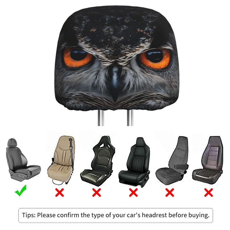Dujiea 2 Pack Owl Car Headrest Covers, Universal Soft Car