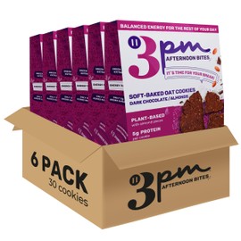3PM AFTERNOON BITES Dark Chocolate Almond Plant Based Cookies, 30 Count Value Pack - Contains Green Tea Extract, Protein and Postbiotics