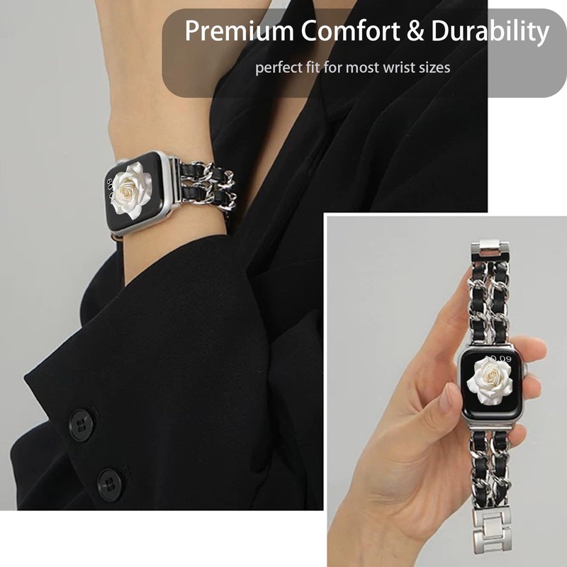 IDW28 Smartwatch Bands, Lamshaw 22mm Jewelry Chain Metal Wristband with