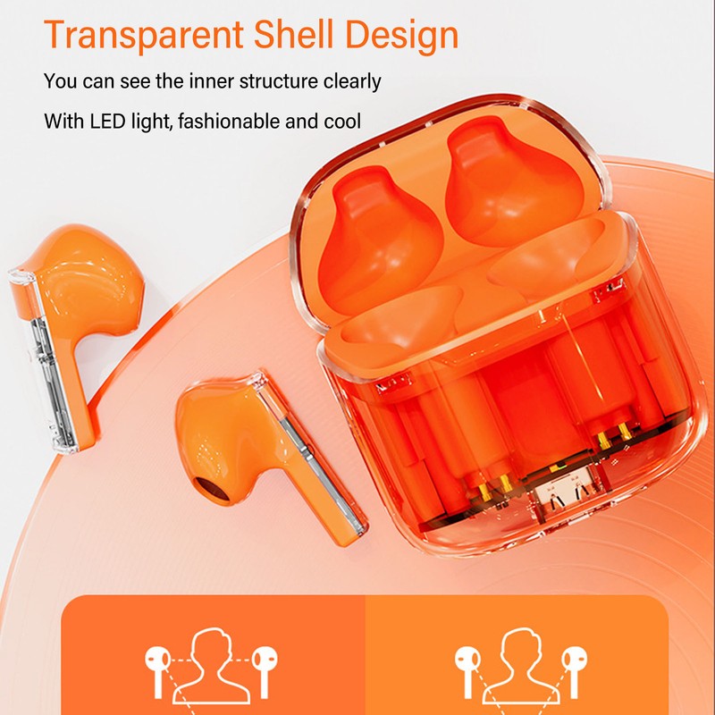 Bluetooth Earphones Stereo Noise Reduction Call Low Latency Transparent Cool