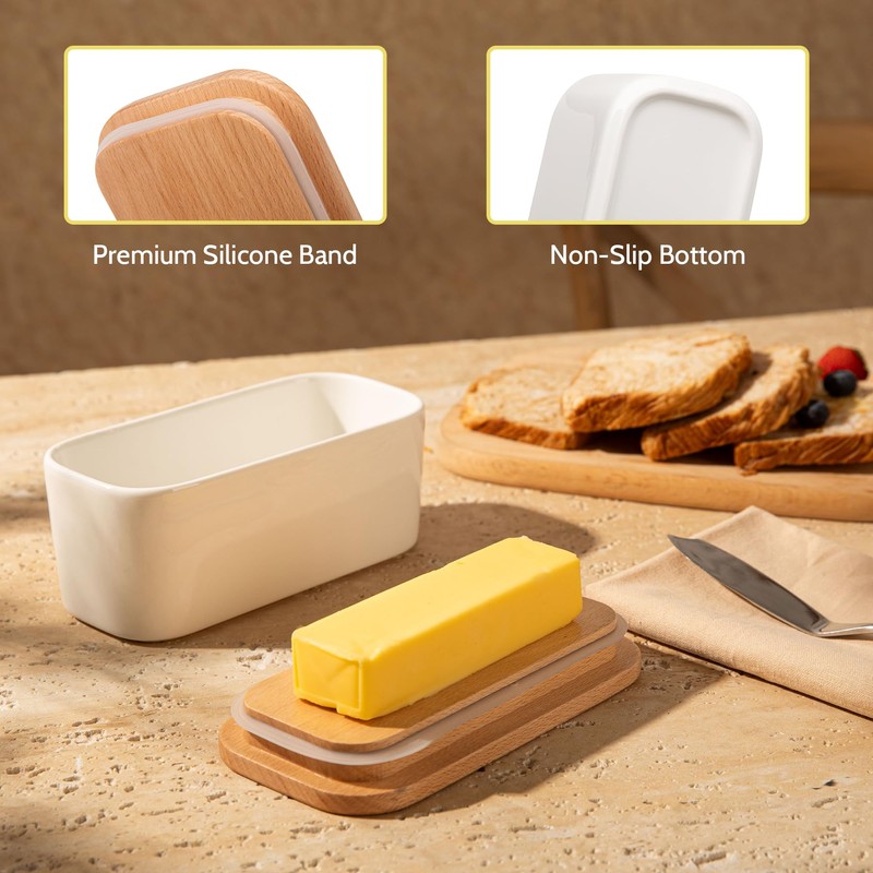 Sweese Small Butter Dish with Lid for Countertop, Airtight Butter
