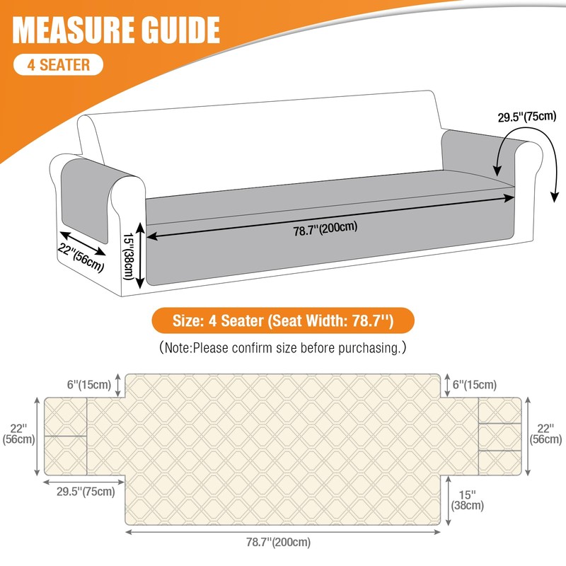 VANSOFY Couch Cover, Waterproof Sofa Covers Washable Slipcover Furniture Protector