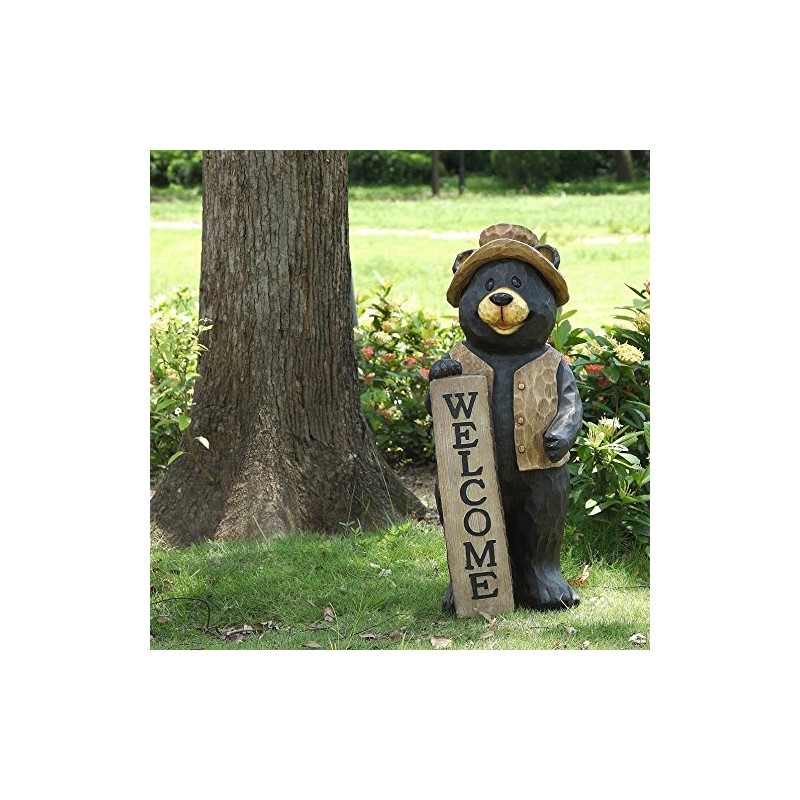 Hi-Line Gift Ltd Bear Standing with Welcome Sign Statue