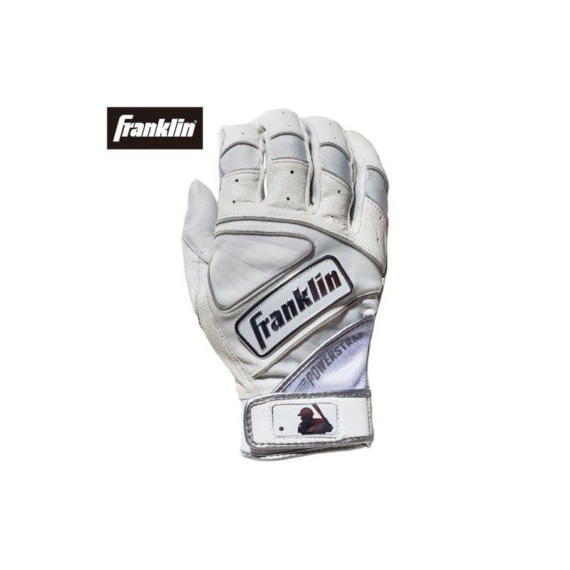 Franklin 20491 PowerSTRAP CHROME White Batting Gloves, Ambidextrous, White, Ambidextrous,