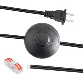 Asjeumt 6ft Foot Switch Lamp Cord Replacement, Black Floor Light Switches with Plug, Foot Tapper Pedal Lamp Wire Switch, AC 125V Step ON Off Push Button, Repair DIY Replace Footswitch Fixtures