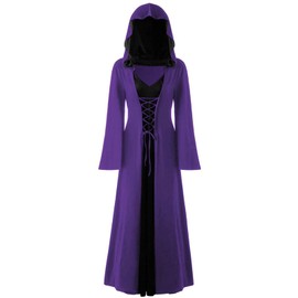 LPFNSF Women’s Vintage Witch Dress, Christmas Vampire Costume, Renaissance Costume, Medieval Dress, Plus Size (Purple, XL)