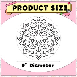 Kinlop 48 Pcs Fuzzy Mandala Coloring Cardstock 9'' Mini Coloring Cards Stress Relieving Mandala Pattern Poster Cards Dyeing Activity for Kids Adults