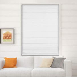 Arlo Blinds Thermal Room Darkening Fabric Roman Shades, Color: White, Size: 24" W X 60" H, Cordless Lift Window Blinds