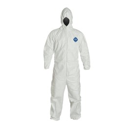 DuPont Tyvek TY127S Coverall with Respirator-Fit Hood, Disposable, Elastic Cuff