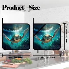 Cute Turtle Pot Holders Set of 2,Sea Animals Kitchen Heat Resistant Potholders for Microwave Cooking Baking Oven and BBQ Gifts for Women