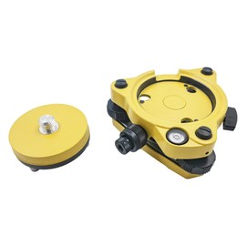 Surveying Three Jaw Tribrach with Optical Plummet & Carrier Fixed Adapter, 5/8x11 Male Thread Screw Mount for GPS GNSS RTK Prism Pole Total Station (Yellow)