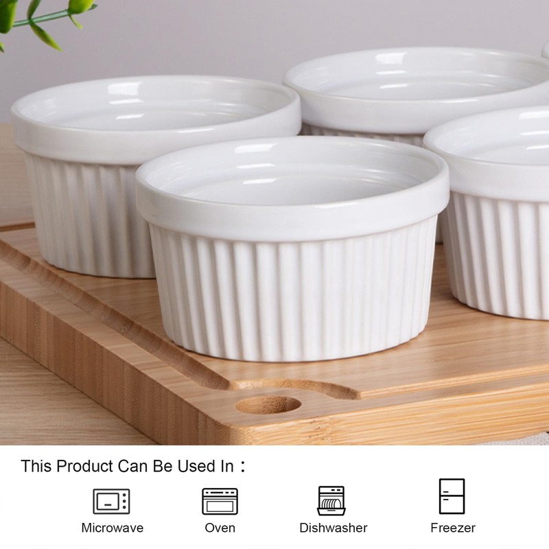 8 Oz Ceramic Ramekins Set of 8, Porcelain Creme Brulee