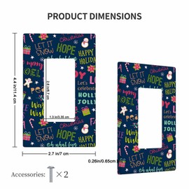 Moslion Christmas Wishes Duplex 1 Gang Rocker Wall Plate Mistletoe Tree Red Berry Snowman Cookie Single Outlet Light Switch Covers Receptacle Bedroom Bathroom Home Decor, LIGHTING-01