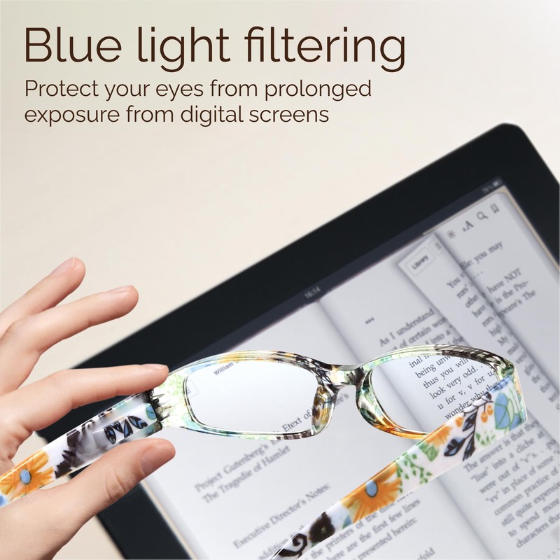 Gaoye +3.0 Readers for Women, Blue Light Blocking Reading Glasses,