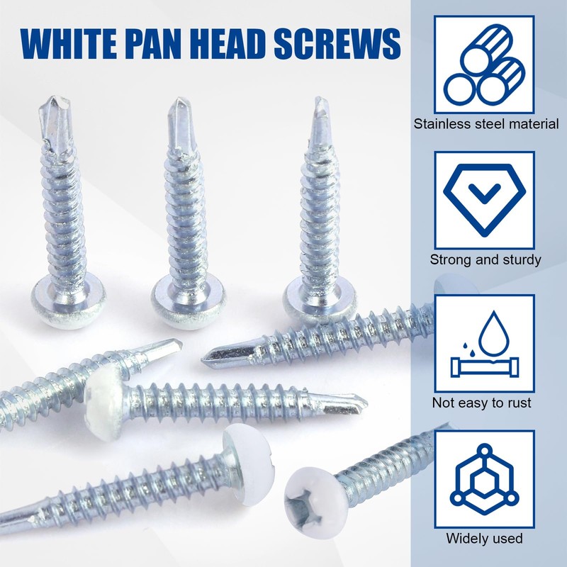RV Screws White Pan Head Screw 8 X 1 for