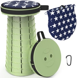ALEVMOOM Portable Telescoping Stool Collapsible Stool with Cushion & Bag, Retractable Folding Stool for Adults Foldable Seat Sturdy Capacity 440 lbs for Camping Fishing Hiking BBQ