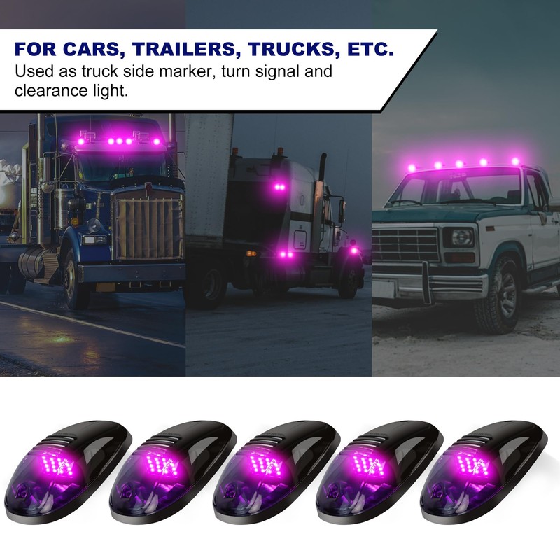5 Pack Purple Cab Lights,16 LED 12V Top Marker Clearance