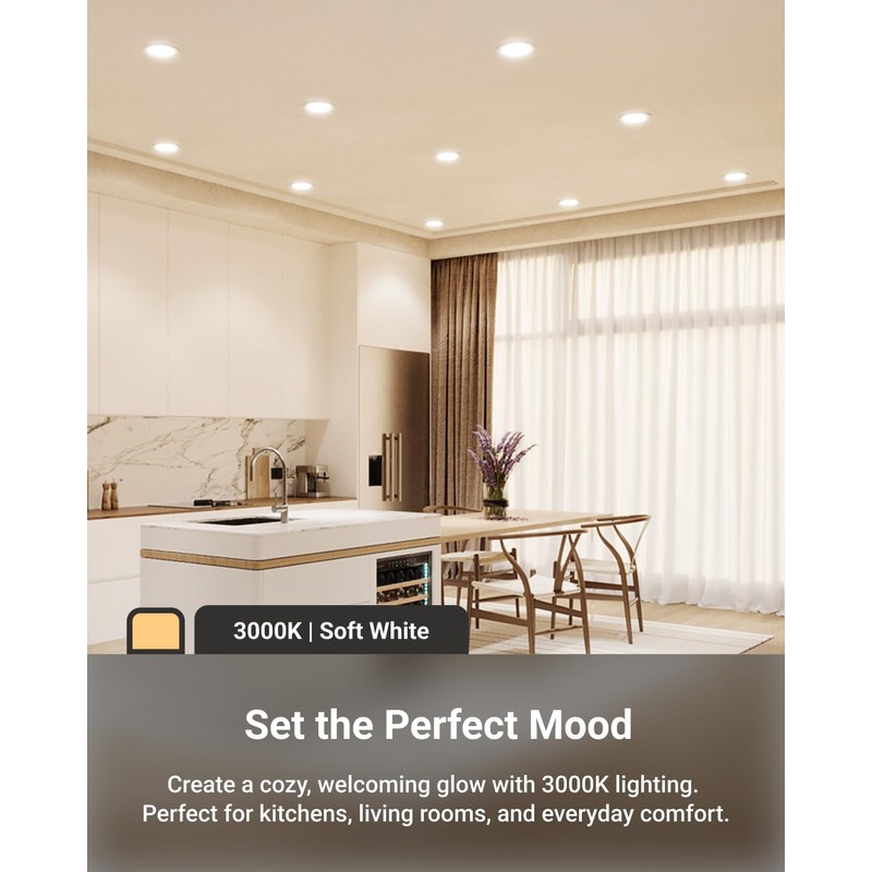 Sunco Recessed Lighting 6 Inch LED, Canless Ceiling Lights Slim